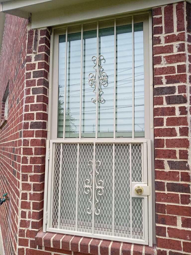 Cream fire exit burglar bars with emergency release mechanism